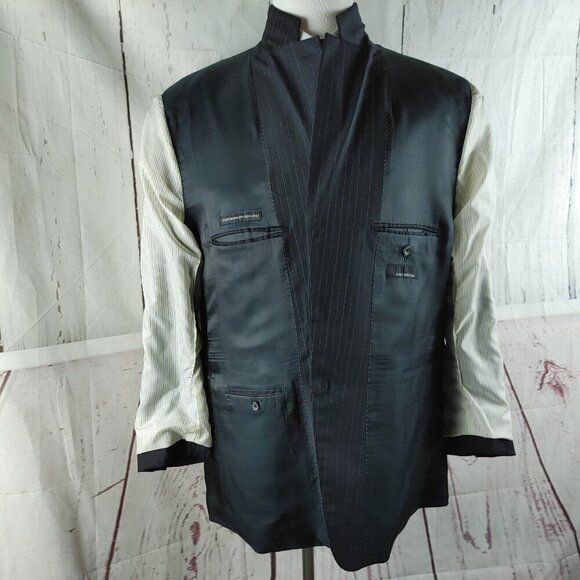 Jones New York 46R Wool 3 Button Charcoal Striped 2pc Suit 36x25 Pleated - Picture 9 of 16